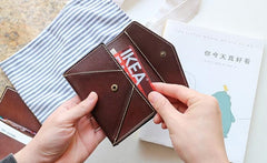 Leather Mens Card Wallet Front Pocket Wallet Envelope Cool Small Change Wallet for Men