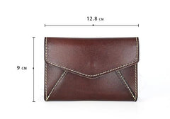 Leather Mens Card Wallet Front Pocket Wallet Envelope Cool Small Change Wallet for Men