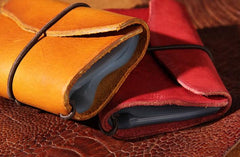 Handmade Leather Mens Card Holder Small Card Wallet for Women
