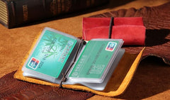 Handmade Leather Mens Card Holder Small Card Wallet for Women