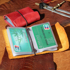 Handmade Leather Mens Card Holder Small Card Wallet for Women