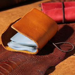 Handmade Leather Mens Card Holder Small Card Wallet for Women