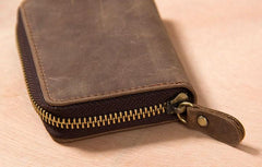 Leather Mens Cards Wallet Zipper Vintage Small Card Change Wallet for Men