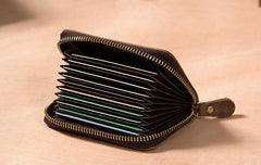 Leather Mens Cards Wallet Zipper Vintage Small Card Change Wallet for Men