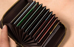 Leather Mens Cards Wallet Zipper Vintage Small Card Change Wallet for Men