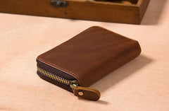 Leather Mens Cards Wallet Zipper Vintage Small Card Change Wallet for Men