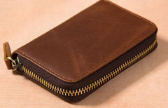 Leather Mens Cards Wallet Zipper Vintage Small Card Change Wallet for Men
