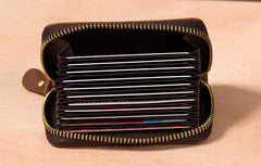 Leather Mens Cards Wallet Zipper Vintage Small Card Change Wallet for Men