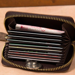 Leather Mens Cards Wallet Zipper Vintage Small Card Change Wallet for Men
