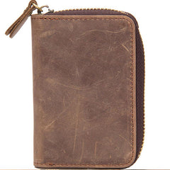 Leather Mens Cards Wallet Zipper Vintage Small Card Change Wallet for Men