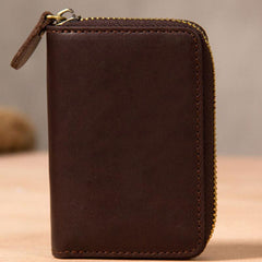 Leather Mens Cards Wallet Zipper Vintage Small Card Change Wallet for Men