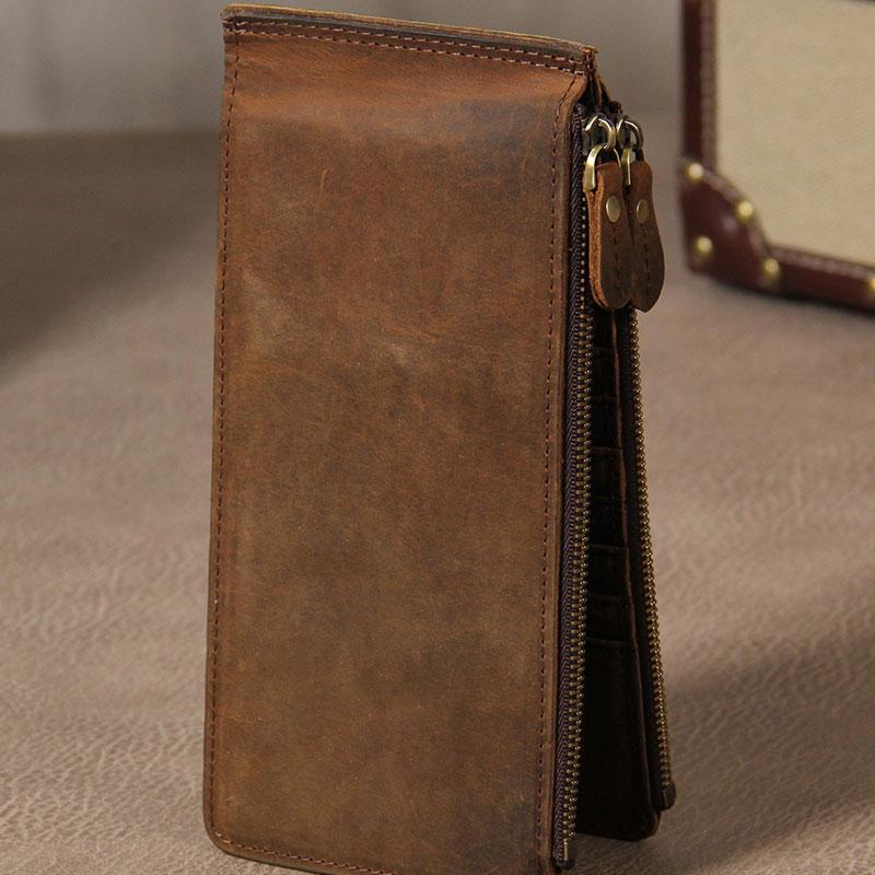 Vintage Leather Mens Card Wallet for Men Long Wallet for Men