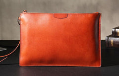 Leather Mens Clutch Wristlet Wallet Black Zipper Clutch Wallet for Men