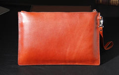 Leather Mens Clutch Wristlet Wallet Black Zipper Clutch Wallet for Men
