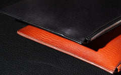 Leather Mens Clutch Wristlet Wallet Black Zipper Clutch Wallet for Men