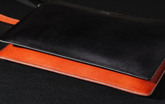 Leather Mens Clutch Wristlet Wallet Black Zipper Clutch Wallet for Men