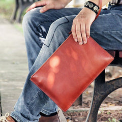 Leather Mens Clutch Wristlet Wallet Black Zipper Clutch Wallet for Men