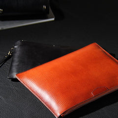 Leather Mens Clutch Wristlet Wallet Black Zipper Clutch Wallet for Men