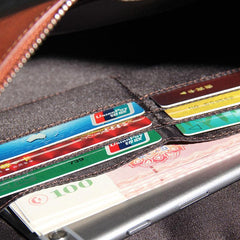 Leather Mens Clutch Wristlet Wallet Black Zipper Clutch Wallet for Men