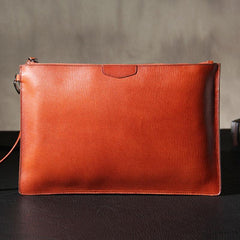 Leather Mens Clutch Wristlet Wallet Black Zipper Clutch Wallet for Men