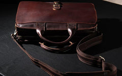 Leather Mens Coffee Briefcase Handbag Work Bag Business Bag for Men