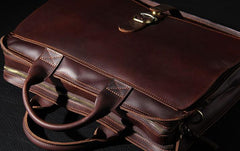 Leather Mens Coffee Briefcase Handbag Work Bag Business Bag for Men