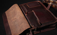 Leather Mens Coffee Briefcase Handbag Work Bag Business Bag for Men