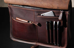 Leather Mens Coffee Briefcase Handbag Work Bag Business Bag for Men