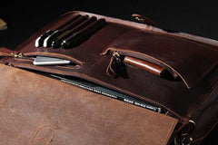 Leather Mens Coffee Briefcase Handbag Work Bag Business Bag for Men