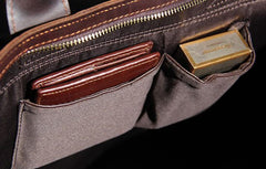 Leather Mens Coffee Briefcase Handbag Work Bag Business Bag for Men