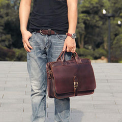 Leather Mens Coffee Briefcase Handbag Work Bag Business Bag for Men