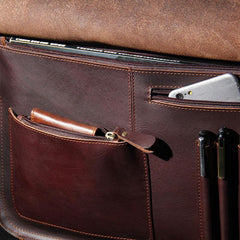 Leather Mens Coffee Briefcase Handbag Work Bag Business Bag for Men