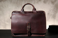 Leather Mens Coffee Briefcase Handbag Work Bag Business Bag for Men