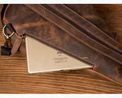 Leather Mens Cool 10 inches Sling Bag Crossbody Bag Chest Bag for men