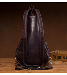 Leather Mens Cool 10 inches Sling Bag Crossbody Bag Chest Bag for men