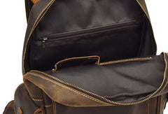 Leather Mens Cool Backpack Large Coffee Travel Bag Hiking Bag For Men