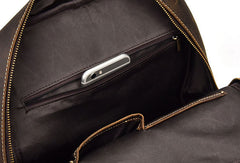 Leather Mens Cool Backpack Large Coffee Travel Bag Hiking Bag For Men