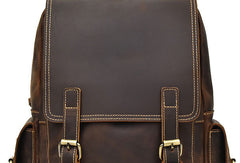 Leather Mens Cool Backpack Large Coffee Travel Bag Hiking Bag For Men