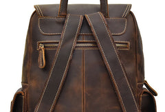 Leather Mens Cool Backpack Large Coffee Travel Bag Hiking Bag For Men