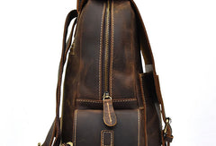 Leather Mens Cool Backpack Large Coffee Travel Bag Hiking Bag For Men