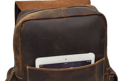 Leather Mens Cool Backpack Large Coffee Travel Bag Hiking Bag For Men