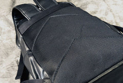 Mens Leather Cool Black Backpack for School Travel Bag Hiking Bag For Men