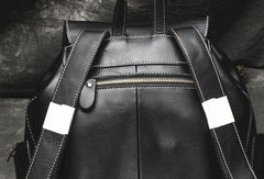 Cool Mens Leather Black Backpack for School Travel Bag Hiking Bag For Men