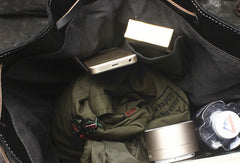 Cool Mens Leather Black Backpack for School Travel Bag Hiking Bag For Men