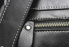 Cool Mens Leather Black Backpack for School Travel Bag Hiking Bag For Men