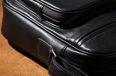 Leather Mens Cool Black Messenger Bag Shoulder Bag Crossbody Bag for Men