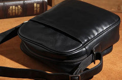 Leather Mens Cool Black Messenger Bag Shoulder Bag Crossbody Bag for Men