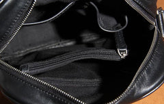 Leather Mens Cool Black Messenger Bag Shoulder Bag Crossbody Bag for Men