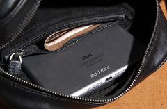 Leather Mens Cool Black Messenger Bag Shoulder Bag Crossbody Bag for Men