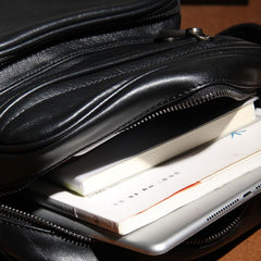 Leather Mens Cool Black Messenger Bag Shoulder Bag Crossbody Bag for Men